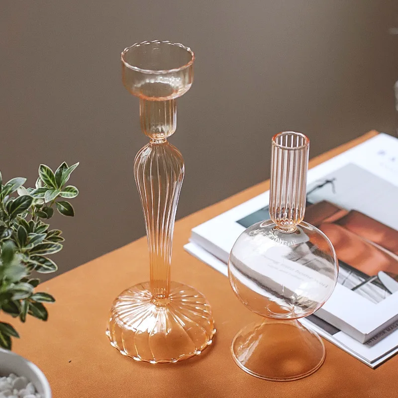 Cheap Creative Glass Candle Holder Hotel Home Table Wedding Decoration Tall Glass Candlestick