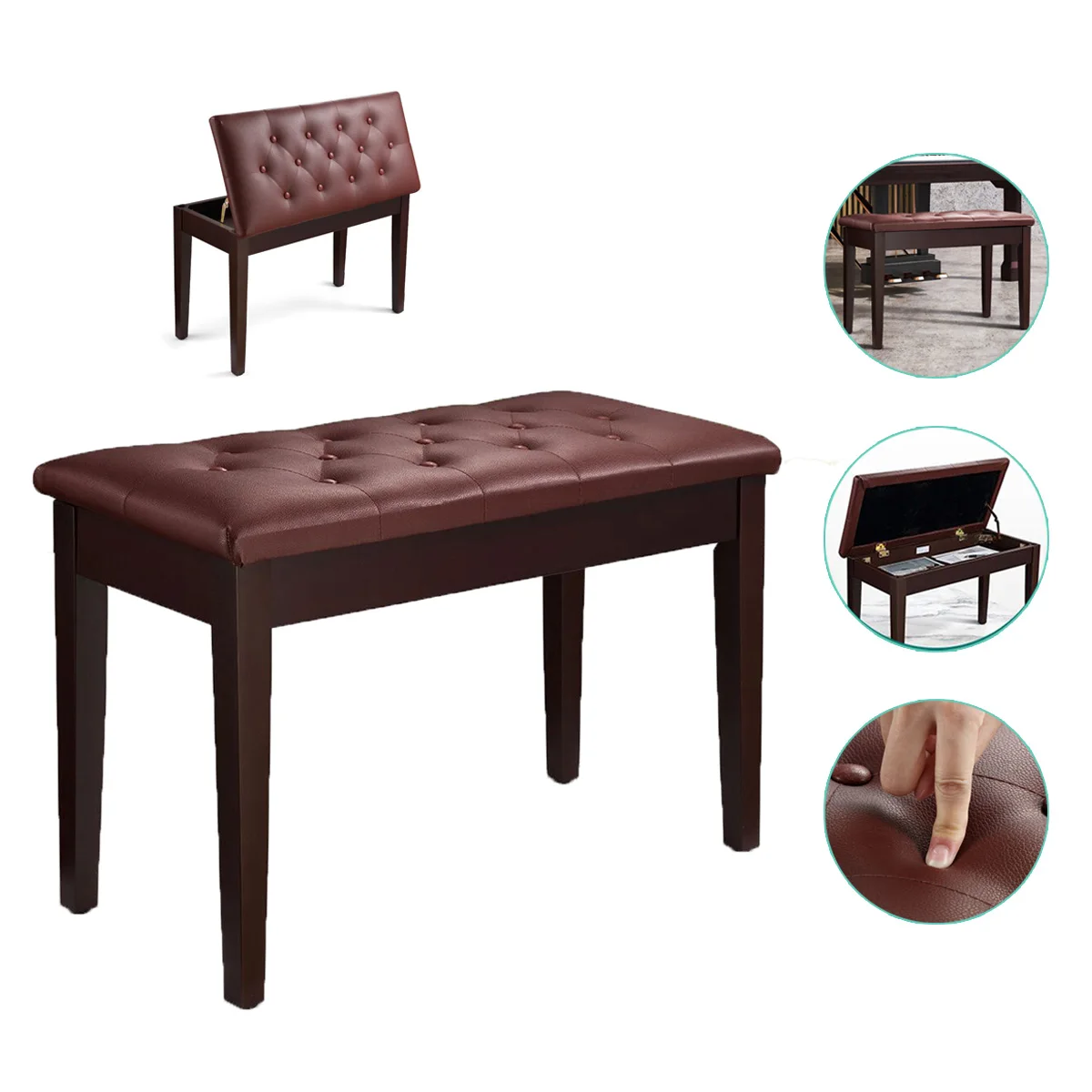 HUASHENG Brown Color Adjustable Style Piano Bench Keyboard Strings Instruments Toys Wholesale Electric Digital Piano Stool