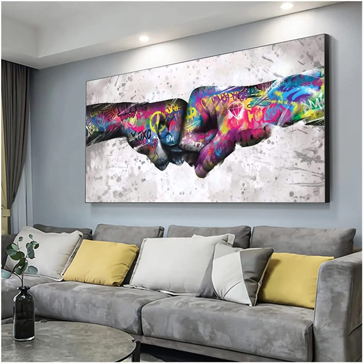 Abstract street art graffiti pop art canvas wall art painting modern cheap custom home room decoration framed picture display