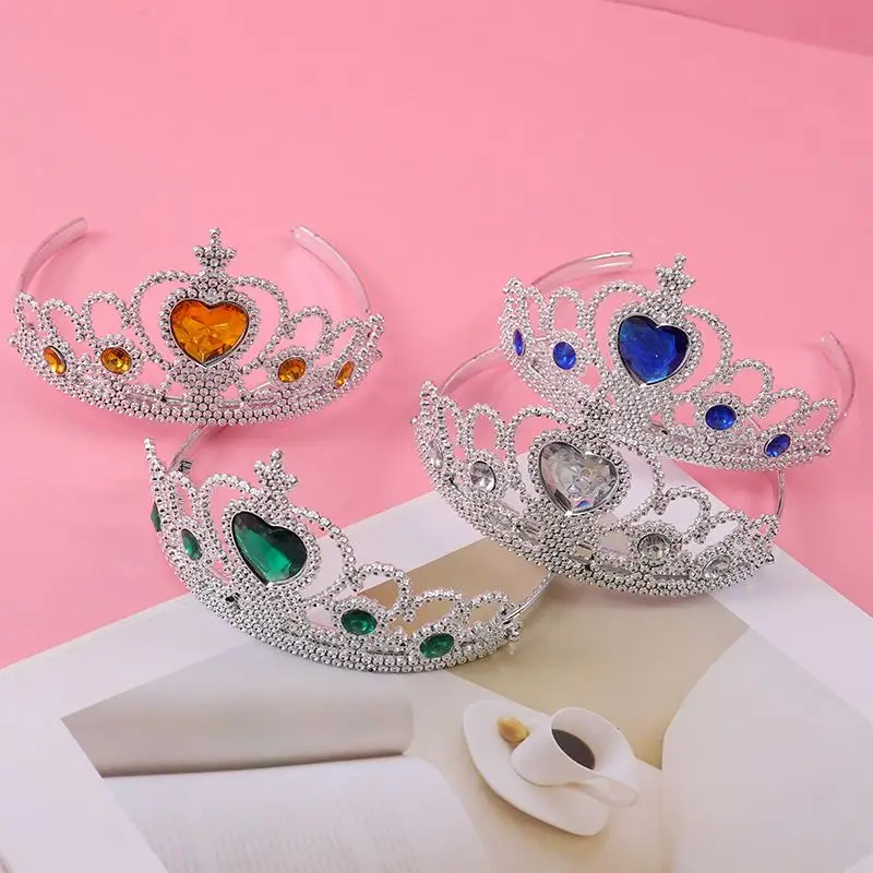 Wholesale Cheap Plastic Tiaras Dress Up Snow And Ice Colors kids Princess Plastic Crown for Girls