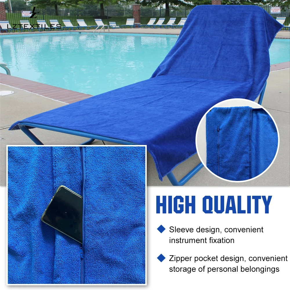 Longzhou OEM Microfiber Sports Gym Fitness Towel With Zipper Pocket Bench  custom logo  sweat towel high absorbing for gym
