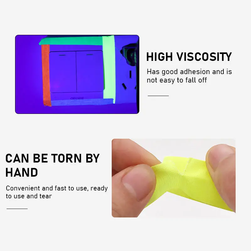 Nylon Cloth Fabric Fluorescent Tape Glow in the Dark UV Blacklight Reactive Glow Neon Tape for Party Art Fluorescent Gaffer Tape