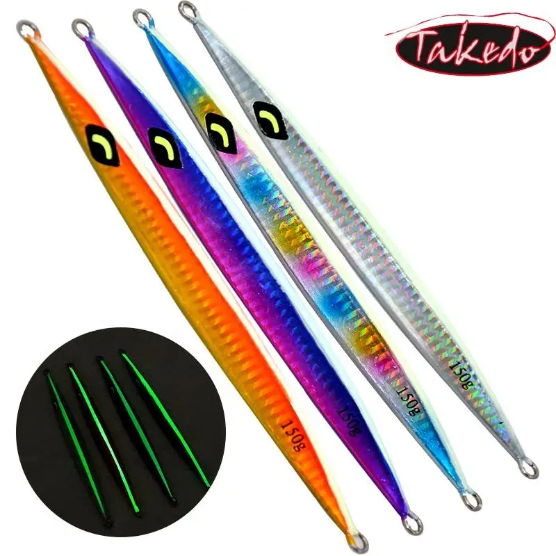 TAKEDO JY30 150g 18cm  Bass Lure Deep Sea Lead Metal Jig Lure  Fast Sinking Lures Pencil Vertical Lead Jigs