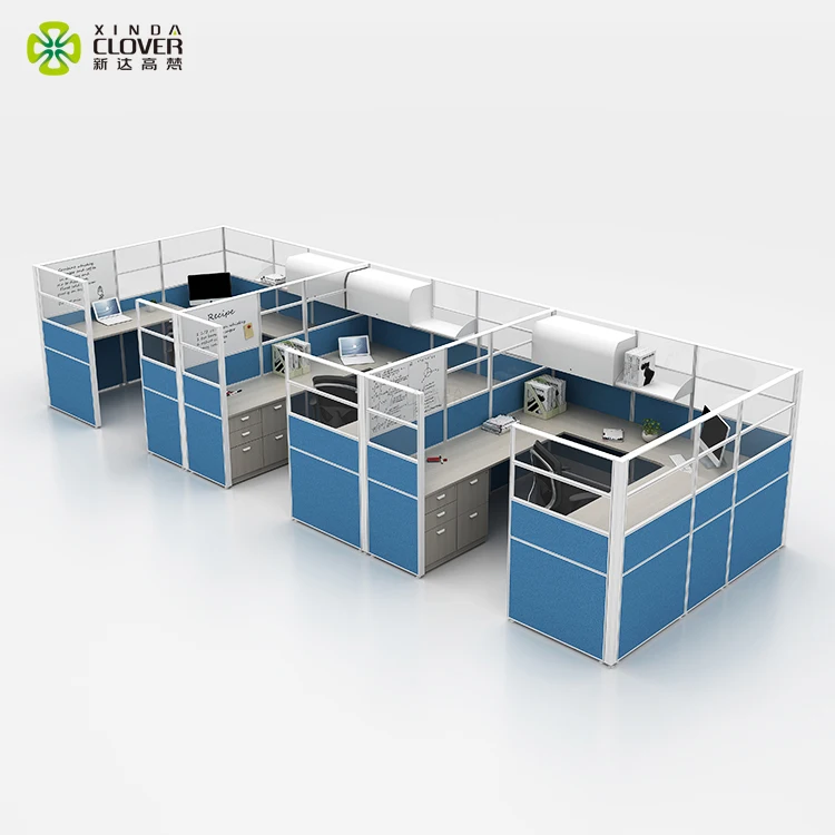 Modern style office furniture aluminum partition 4 seat office workstation cubicle for 4 person