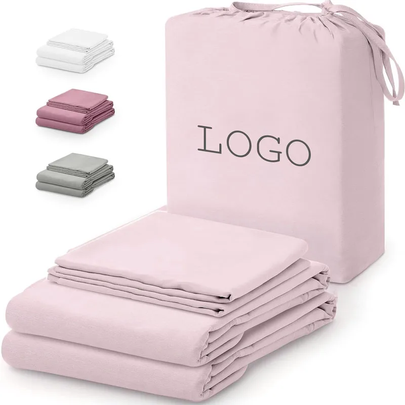 Bamboo Rayon Viscose Bed Sheets 4 Pieces Bedding Set Wholesale 100% Organic Bamboo Fitted Bedsheet Set