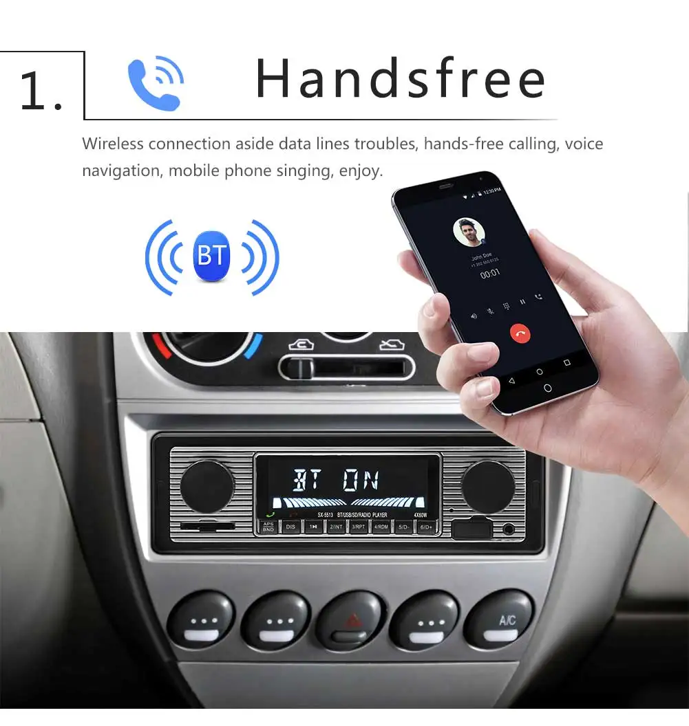  Автомобильная радиоантенна Adeeing с винтажным беспроводным MP3 мультимедийным плеером 12 в классический стерео аудио плеер Зарядное устройство для