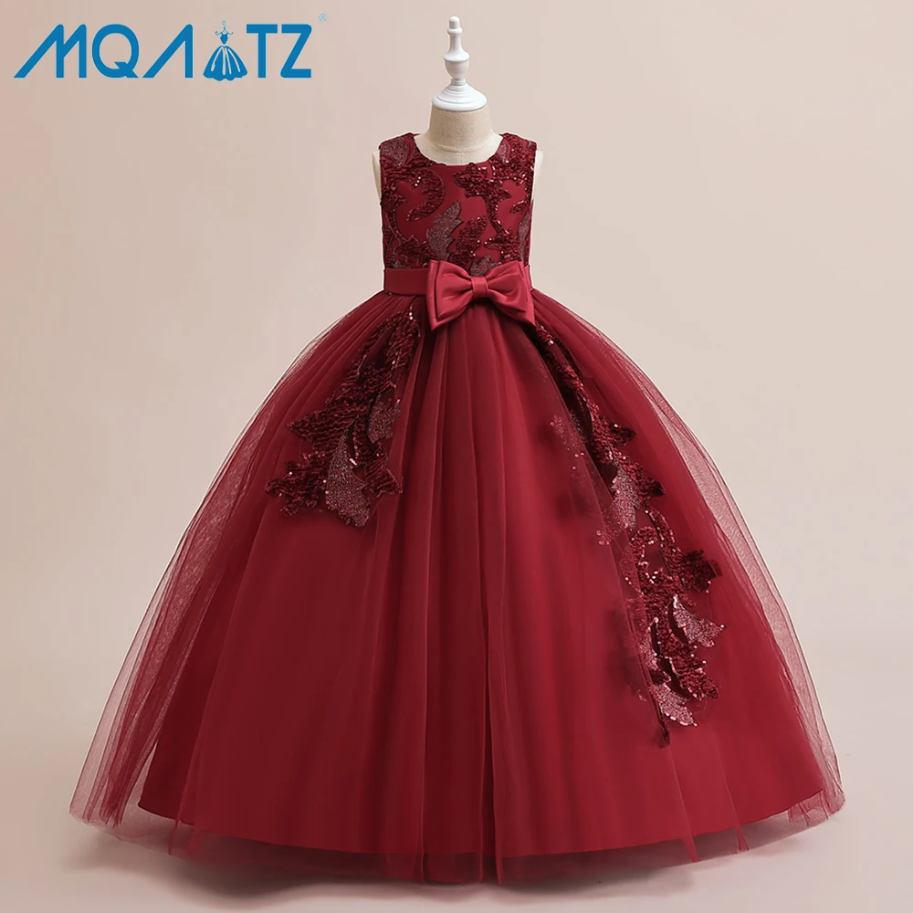 MQATZ новые продукты платье для дня рождения платья без рукавов девочек Элегантное Длинное принцессы с вышивкой дизайнерское