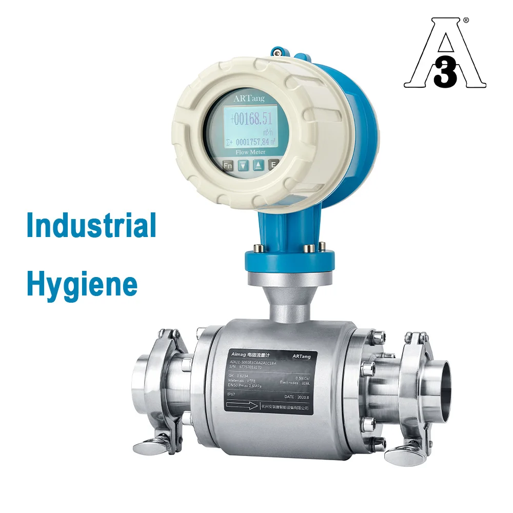 Food Grade Water Milk Flowmeter Tri Clamp Digital Beer Flow Meter Juice Magnetic Flowmeter Hygienic Electromagnetic Flow Meter