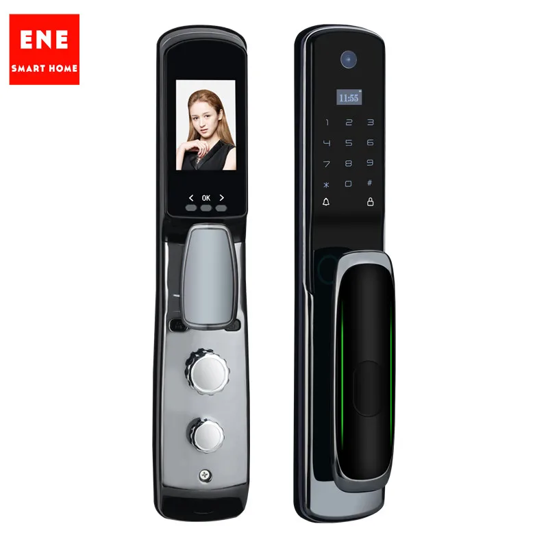 
ENE New Design Smart Door Lock with Surveillance Camera Home Security Visible Smart Password Lock Fully Automatic Fingerprint 