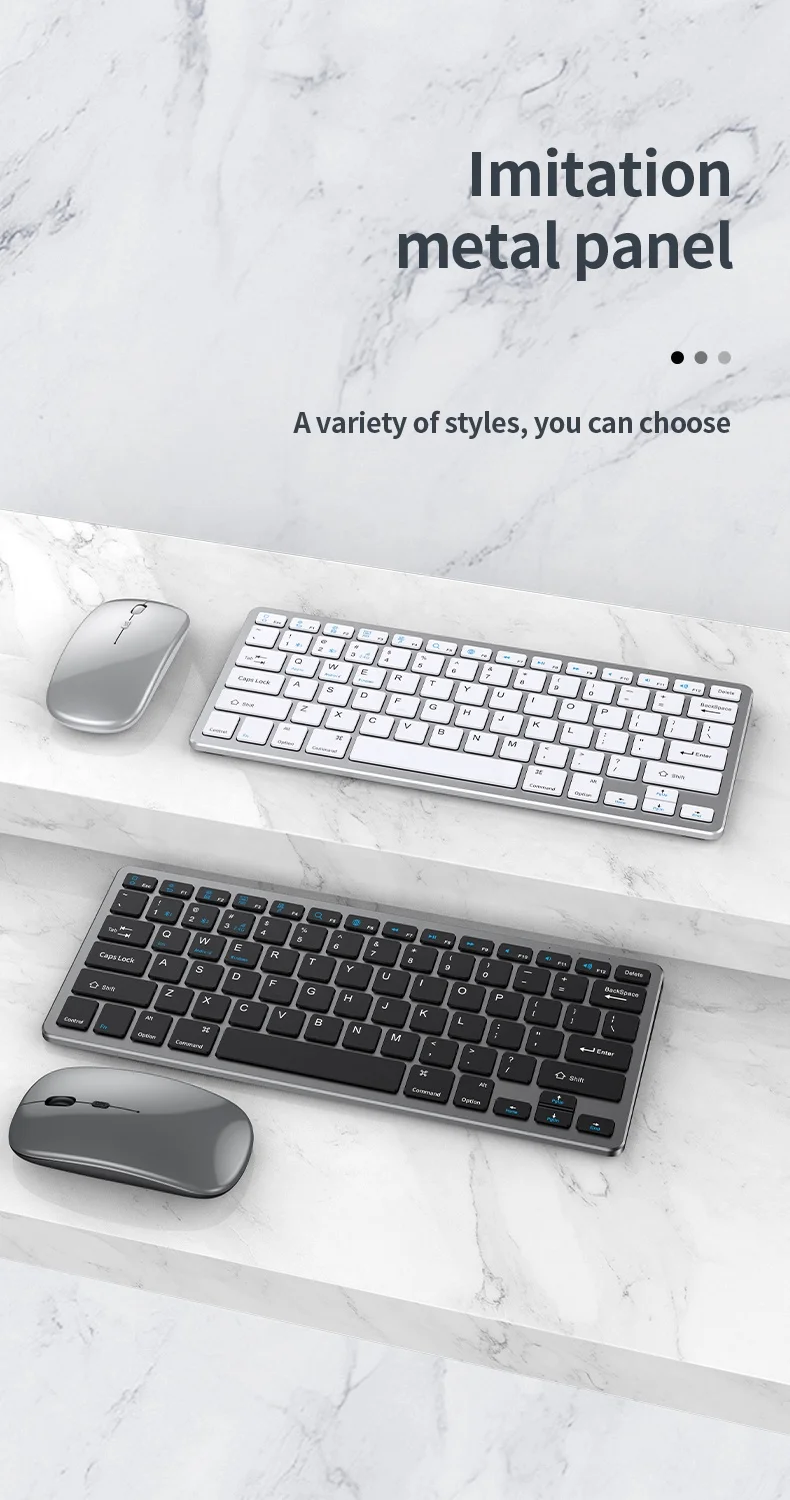 2.4Ghz portable slim rechargeable BT wireless keyboard and mouse Combo Keyboard and mouse set wireless for tablet pc