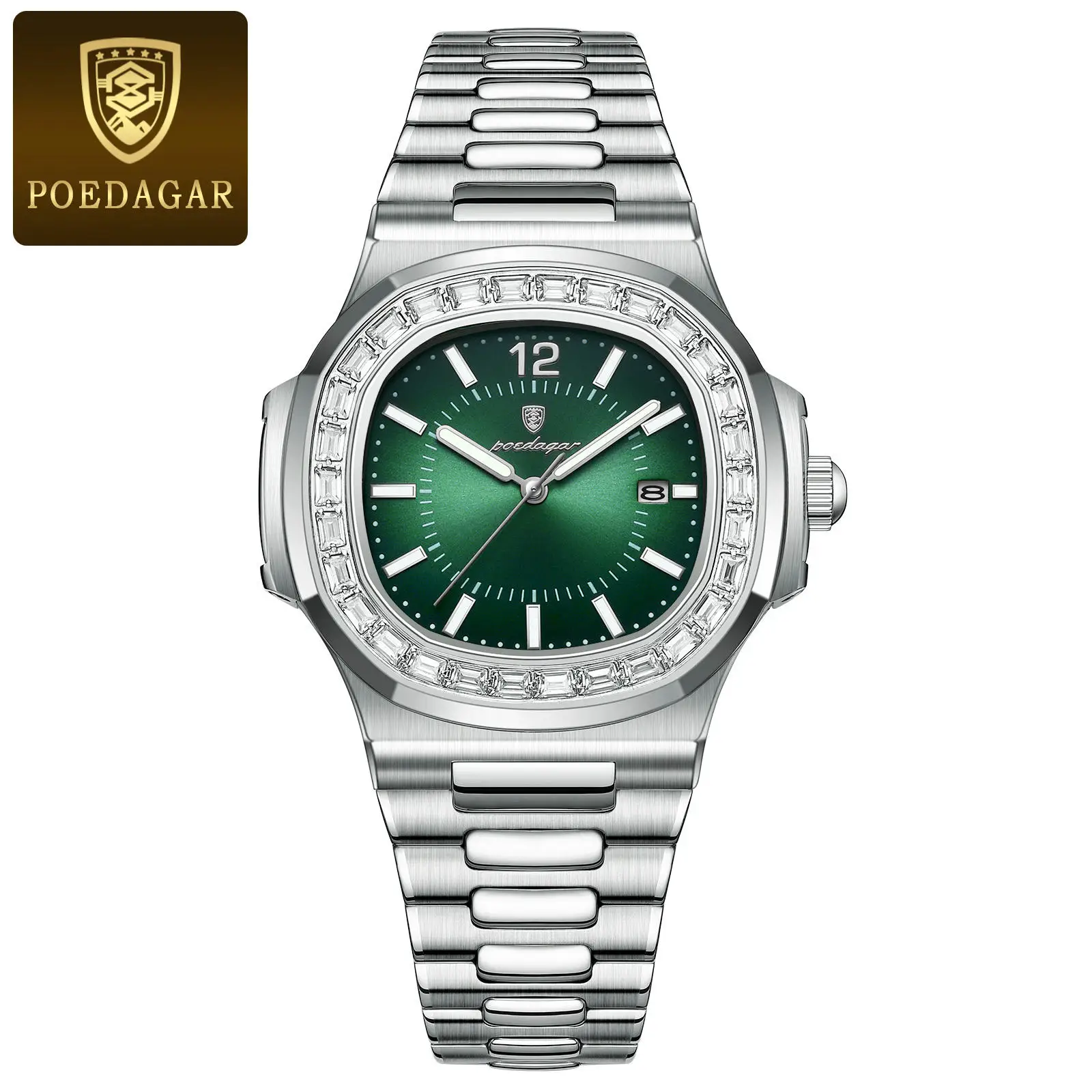 2023 New POEDAGAR 918 Luxury9 Watch Business Waterproof Male Clock Luminous Date Stainless Steel Square Quartz Men Watch re