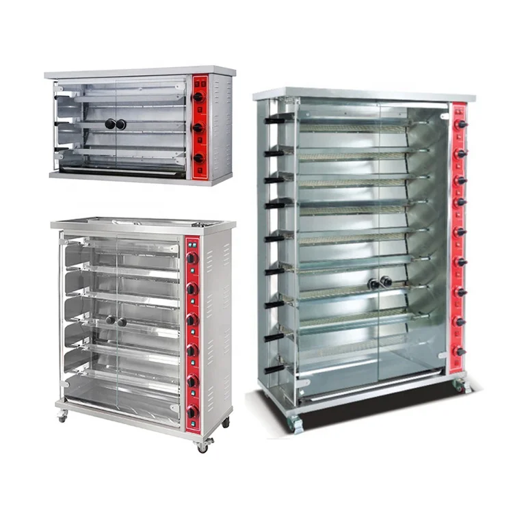 Commercial Kitchen Equipment Chickens Meat Roaster Machine  Grill 4 Rods Rotisserie Gas Electric Rotary Chicken Oven