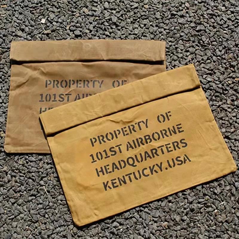 Vintage Oil Wax Canvas Clutch Bag Man Large Capacity Wallets Military Style Multifunction Hand Bag