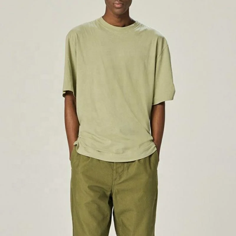 Mens Oversized Tshirt T Shirt Wholesale Custom Logo Eco Friendly Hemp 55% Hemp Round Neck Plain 45% Organic Cotton Jersey Blank