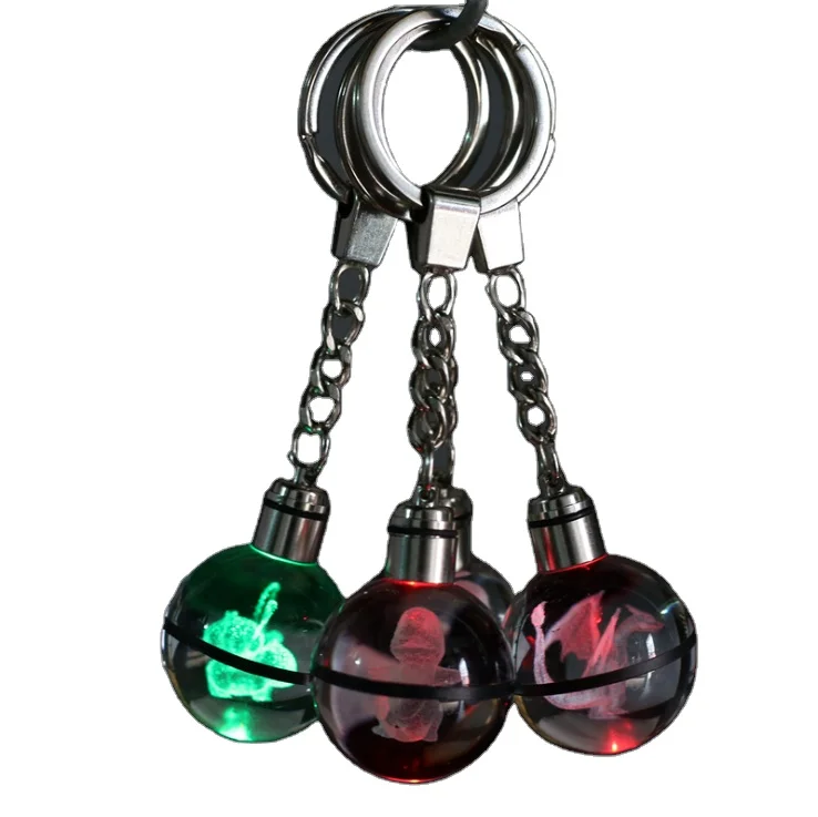 customize 3d laser engraving pokemon crystal keychain sublimation