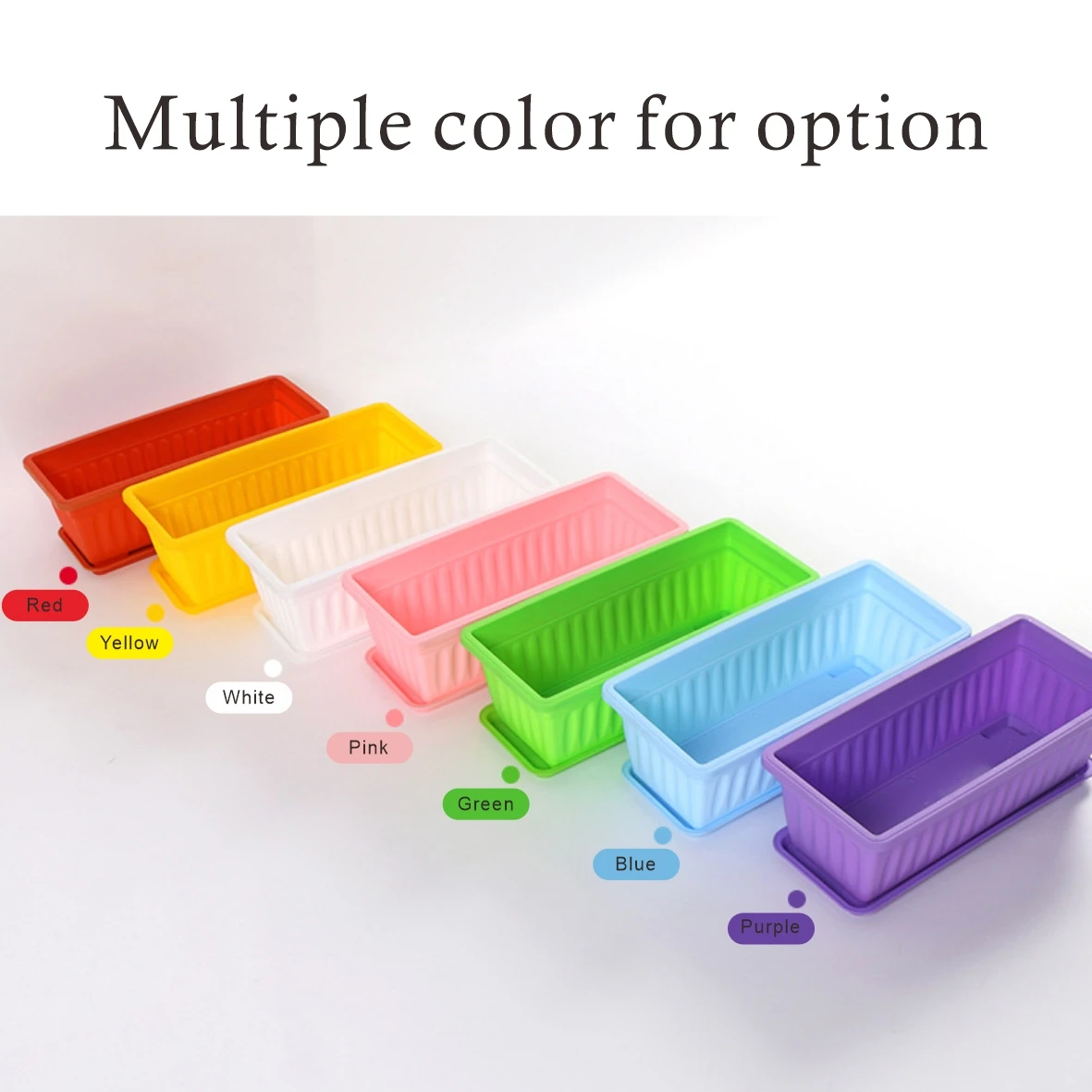 Лидер продаж, цветной прямоугольный пластиковый цветочный горшок большого размера для выращивания на балконе, растительный горшок с подносом