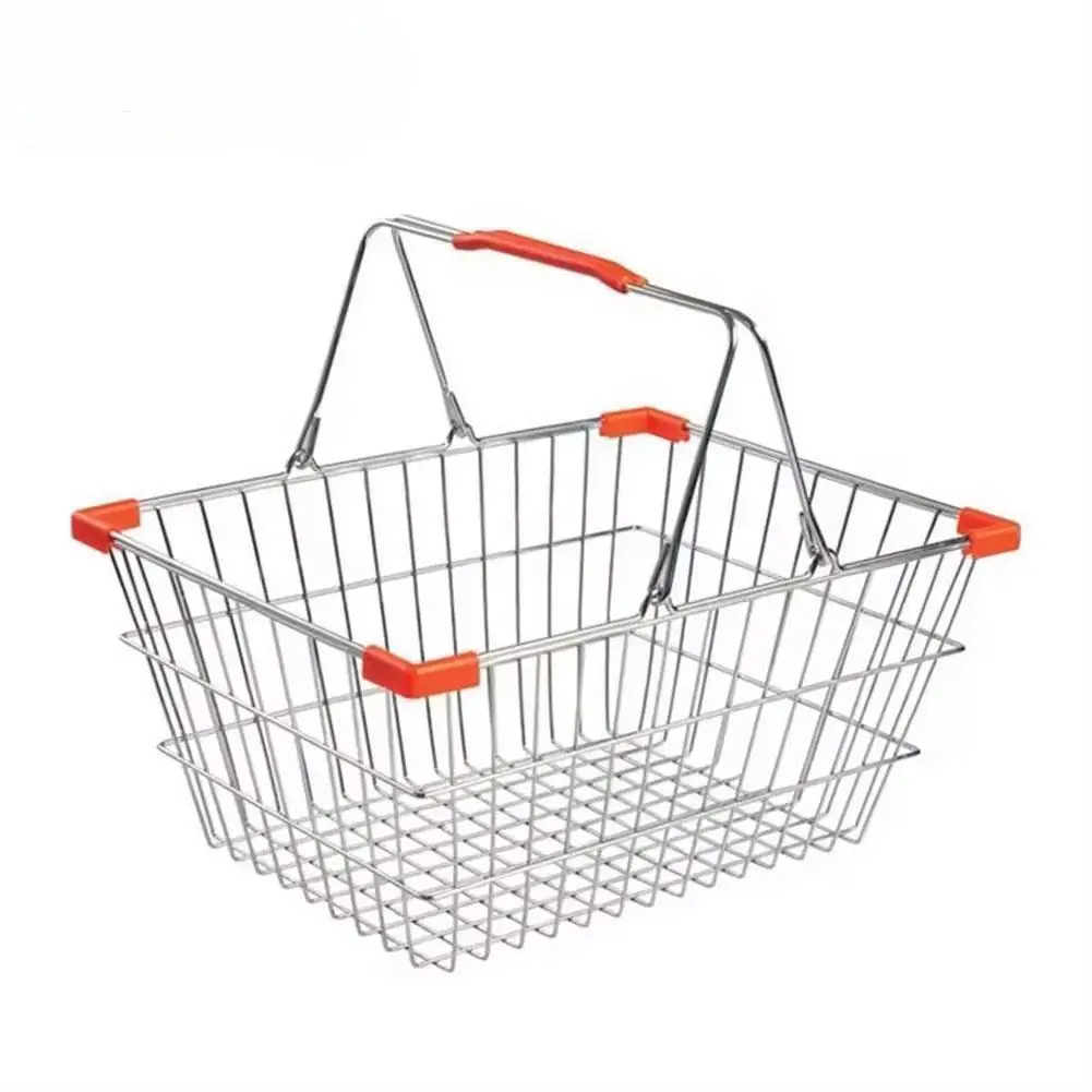 Supermarket Convenience Store Electroplated Shopping Basket Electroplate Handle Shopping Basket