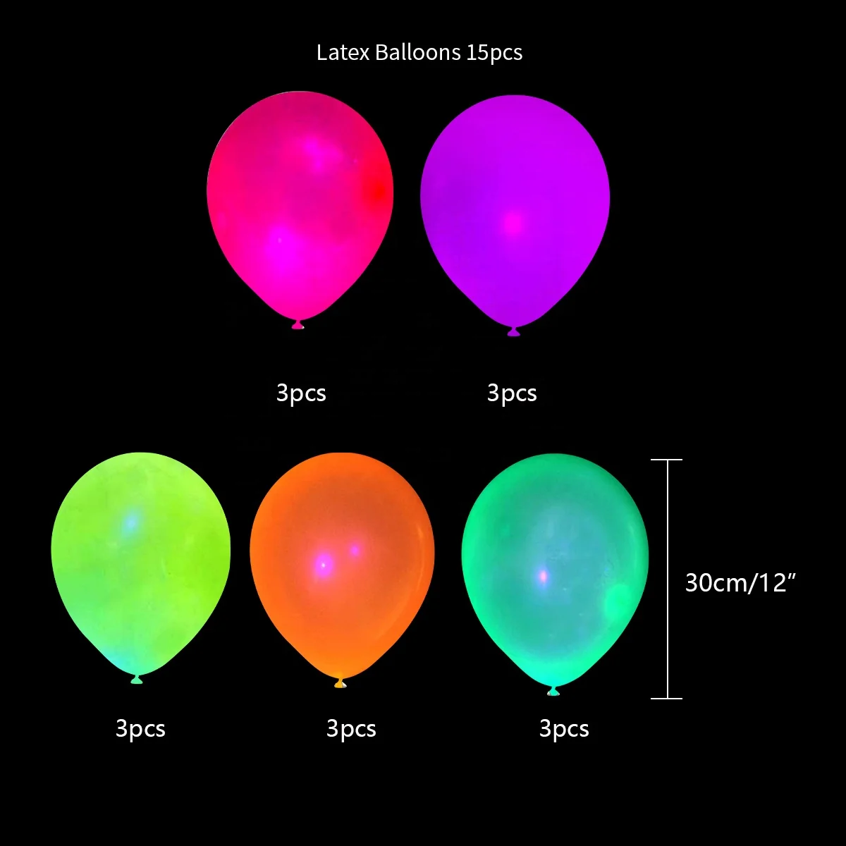 UMISS 29PCS Wholesale Amazon Fluorescent Balloon Luminous Night Birthday Party Theme Bar Decoration Supplies