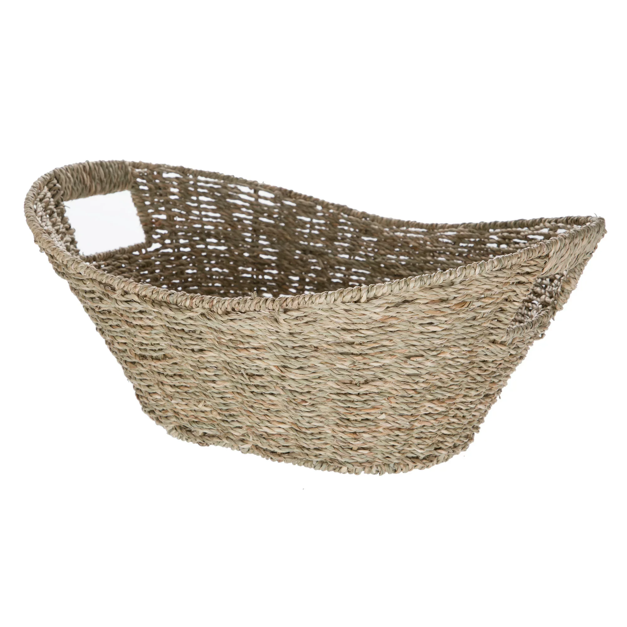 handwoven custom storage seagrass basket Mainstays Oval Natural Seagrass Storage Basket with Cut-out Handles