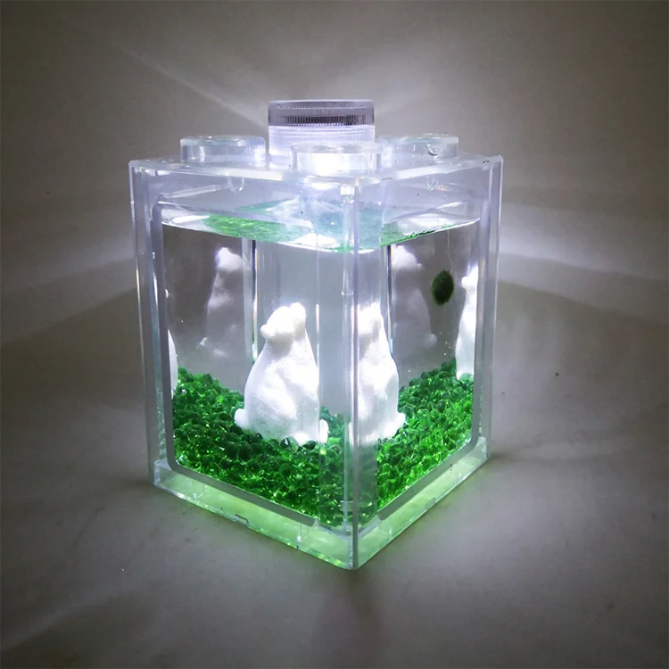 2022 New Design Hot Sale Household Small Building Block Fish Tank With Colorful Lights
