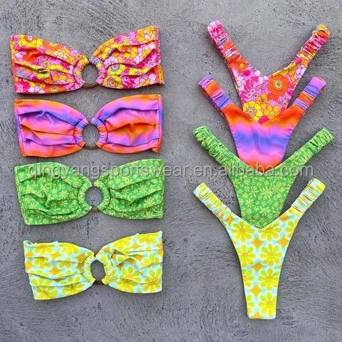 Polyester fabric custom mini micro bikini printed swimwear mens shorts