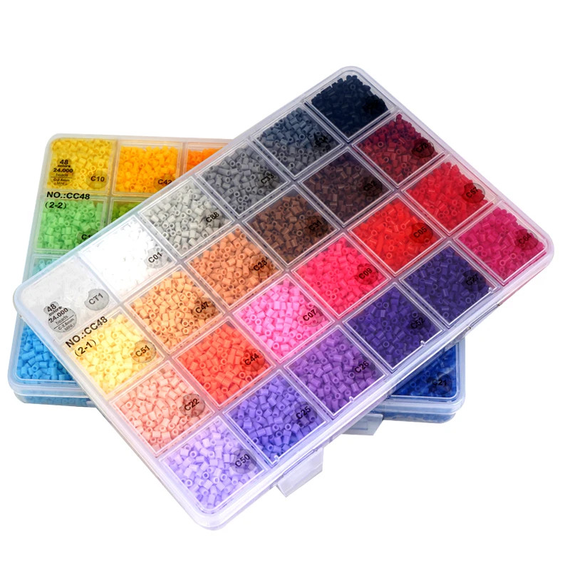 Buy 48 Colors Beads 2 Boxes Set mini 2.6MM Artkal Perler beads kids grid packing