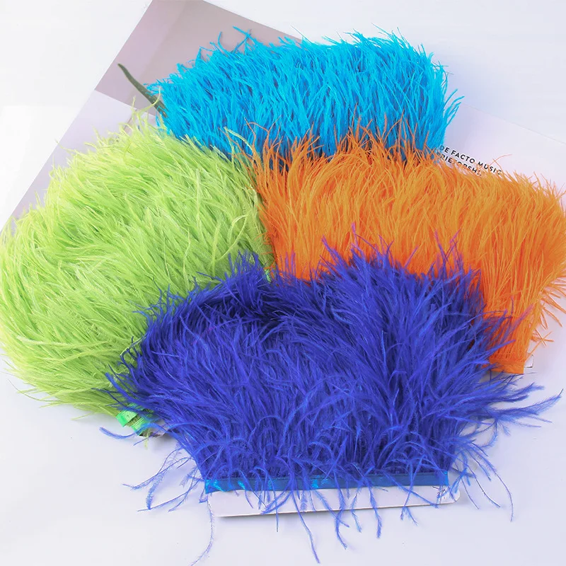 Cheap sale 8-10 cm black Fluffy Colorful curly Ostrich Feather trim fringe for party dresses decoration