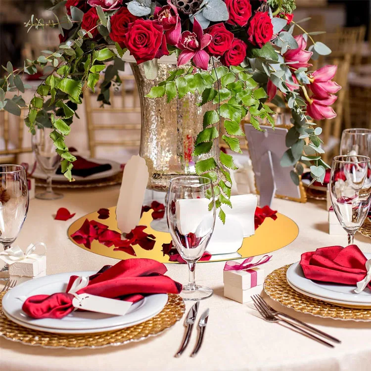 Mirror Centerpiece Round Acrylic Mirror For Wedding Tables Tray Decorations Accessories