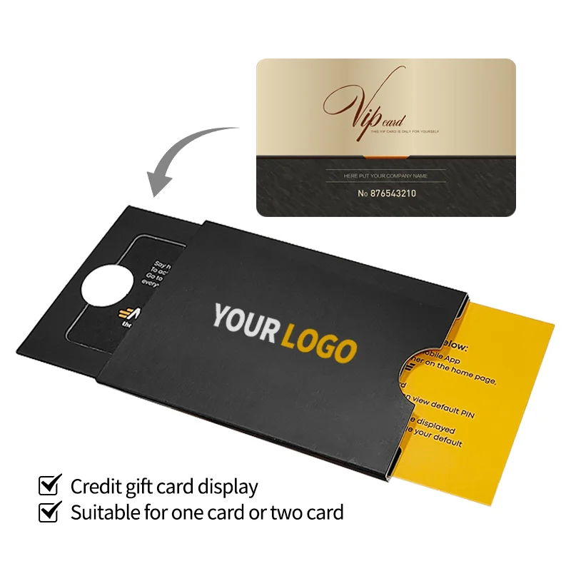 Black Sleeve Double Pulling Credit Card Gift Box Business VIP Cardboard Sliding Envelope Credit Card Packaging