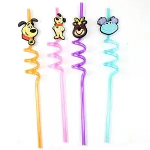 Красочные кудрявые Симпатичные соломинки для детского дня рождения многоразовые пластиковые питья