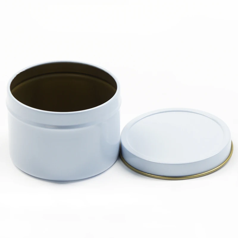 Hot sell deep round slip lid white metal tin can for candle