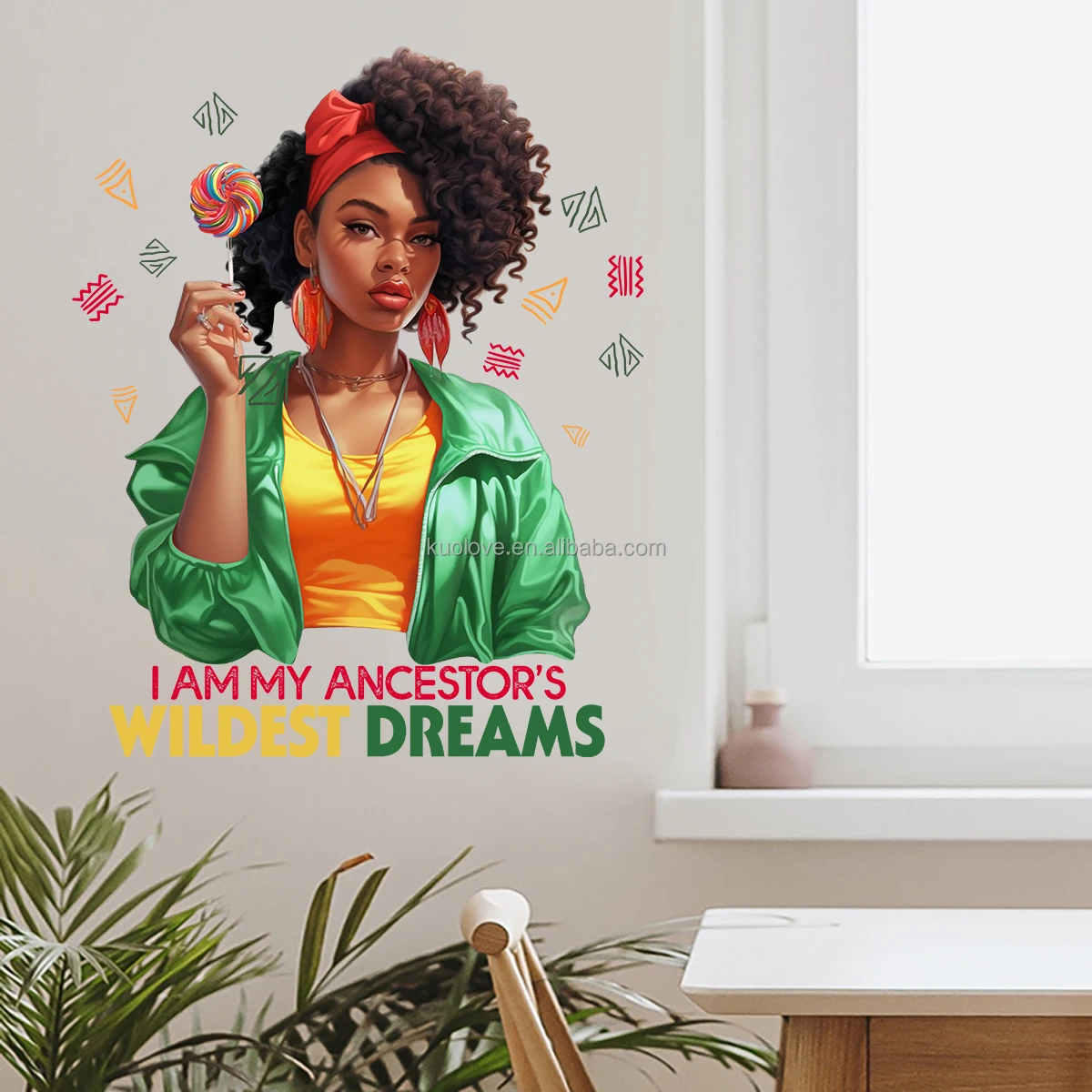 Colorful slogan Black Beauty star wall sticker Living Room Bedroom studio decoration PVC wallpaper self-adhesive wall stickers