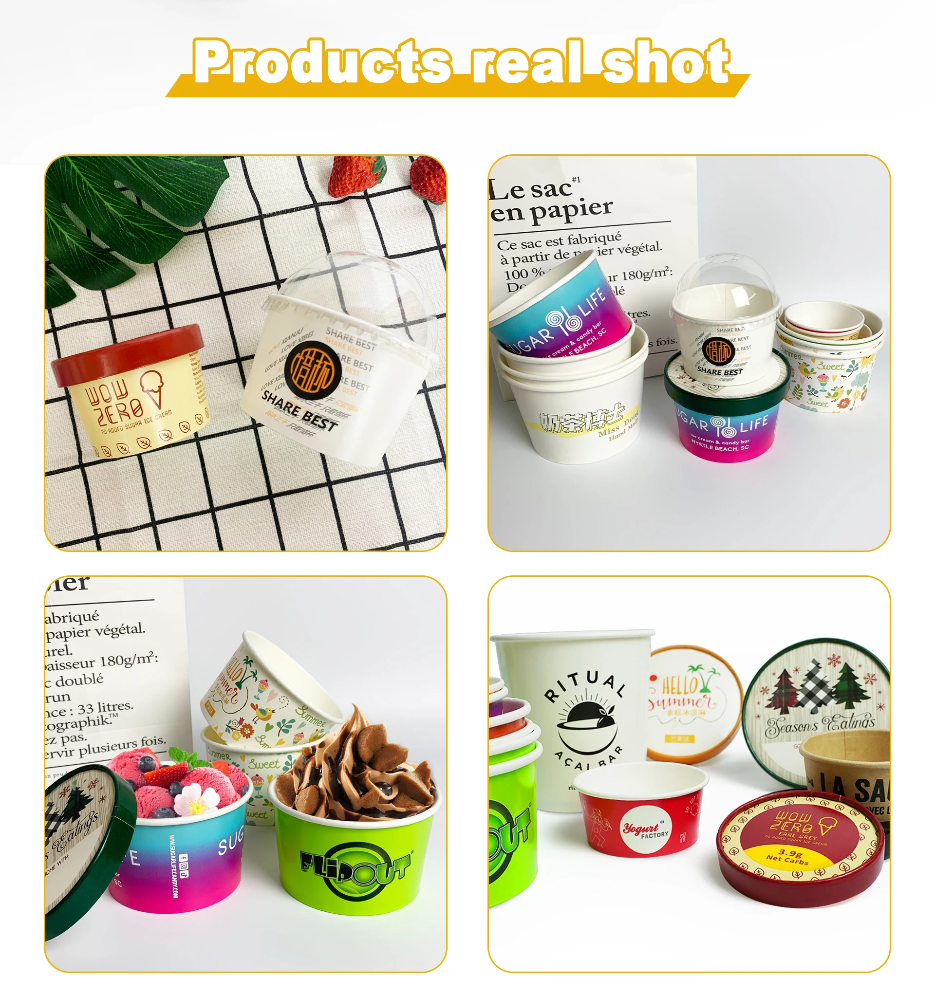 Paper container food grade icecream cups packaging ice cream paper cup