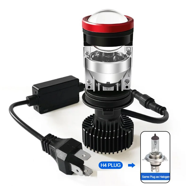 y7 led lens headlight high Low Beam Projector lens H4 motorcycle LED Headlight h4 lens led headlight