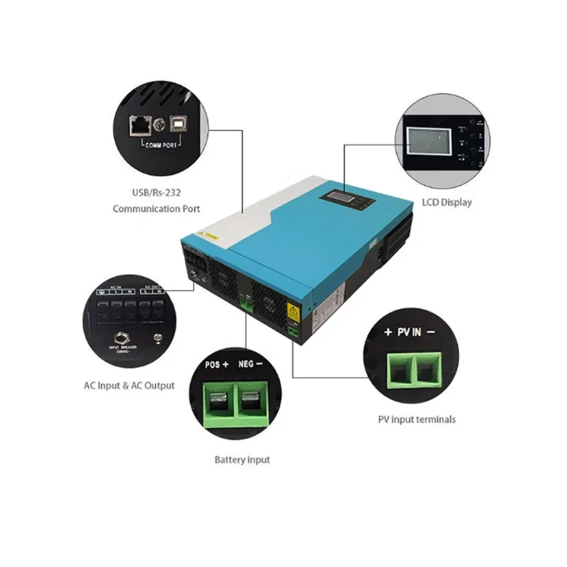 HF-NB Series High Frequency 5.5Kva 230V Off-Grid Inverter Build in 80A 48VDC MPPT With WiFi