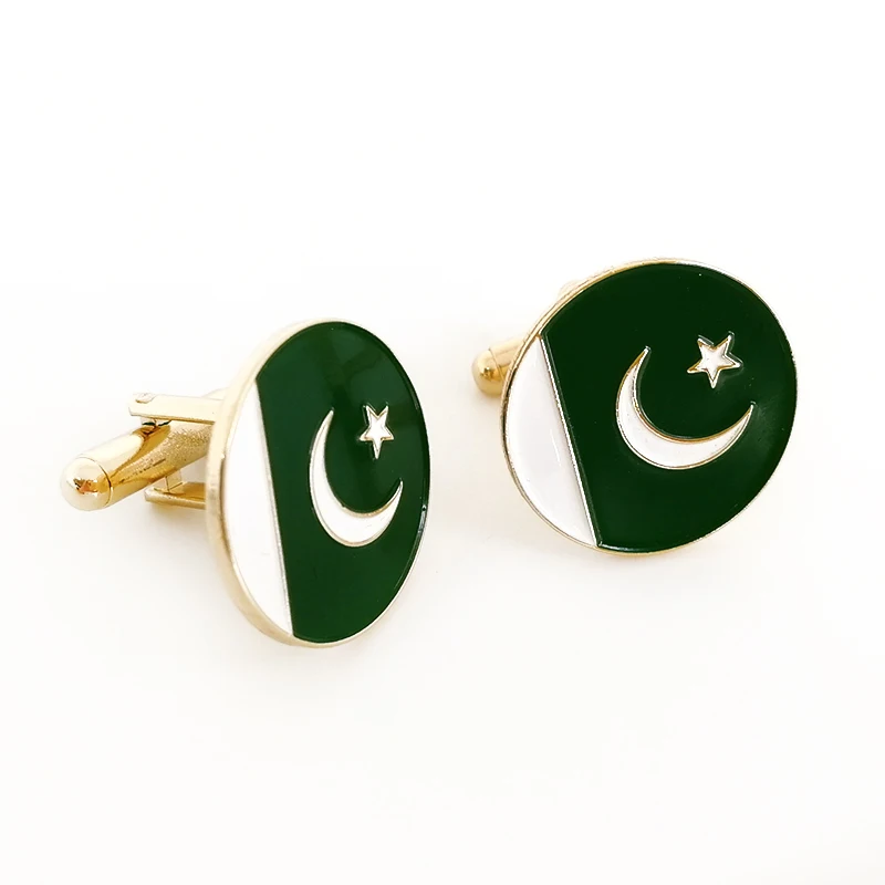 Personalize Pakistan flag brass enamel metal cufflinks for men