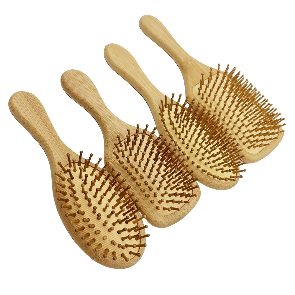 Ladies wooden Bamboo Brush Set Massage Hair Balloon Brush Airbag Comb Head Massage Large Plate Comb Customized Package