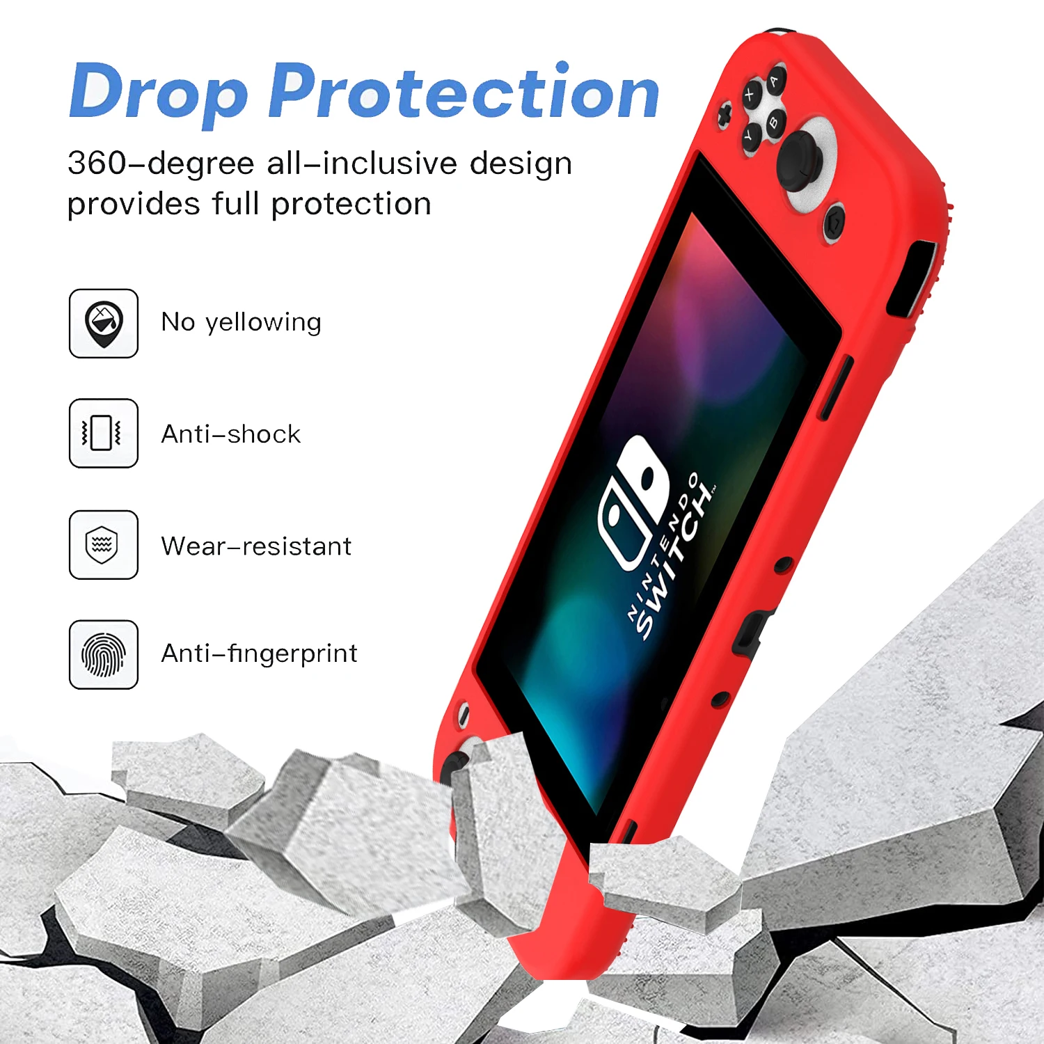 HOXC Switch OLED Protective Silicone Case, New Released Private Mould Silicone Shell Cover for Switch OLED Released on 2021