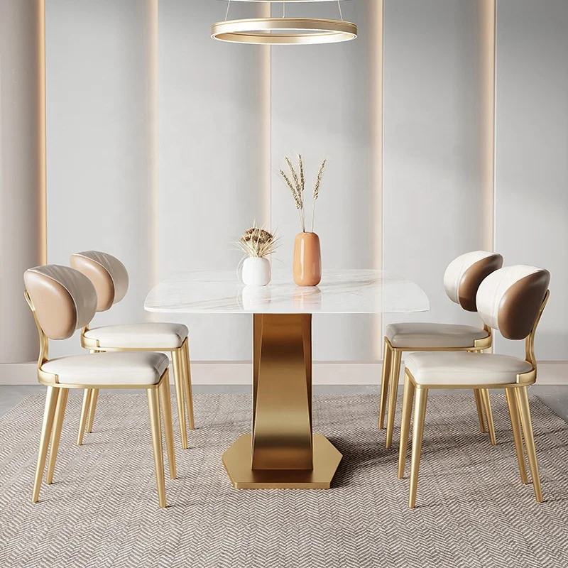 2023 Luxury Dining Chair modern Golden Stylish Leather Upholstered Dining Chairs For Hotel Restaurant dining room furniture