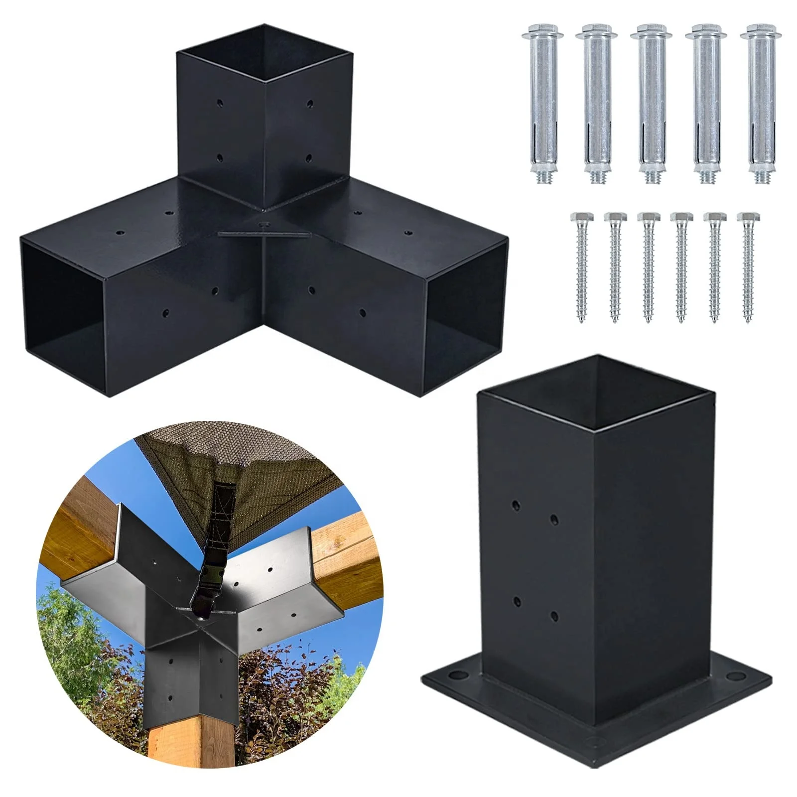 Modular Size DIY Pergola Brackets Kit For 4x4 6x6 Lumber Metal Fabrication Customize Pergola Bracket