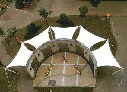 Outdoor PVDF coated fabric architectural sunshade tensile membrane structure tent