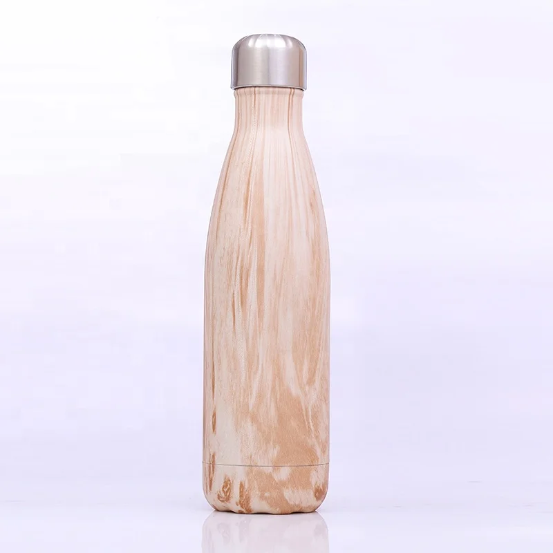 Stainless Steel Natural Wooden Water Bottle Coke Bottle