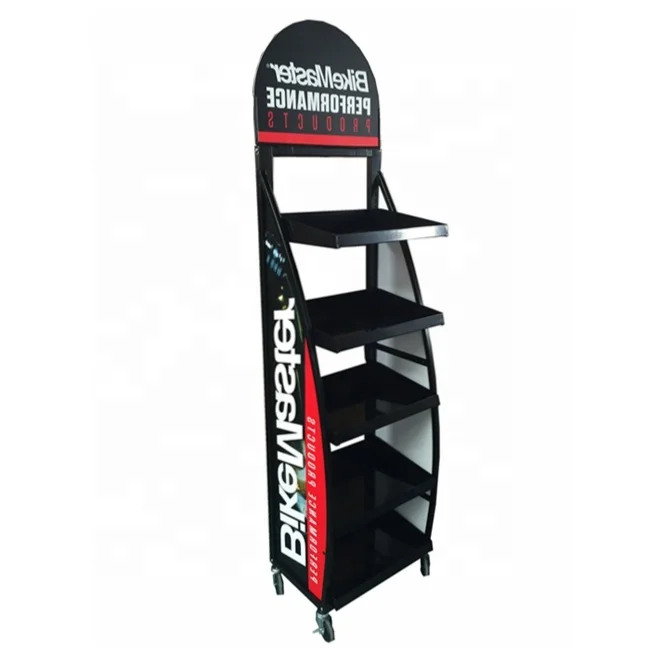 Adjustable 5 Tiers Engine Lubricating Oil Displays Rack Stand Metal Motor Oil Display Rack for Gas Station