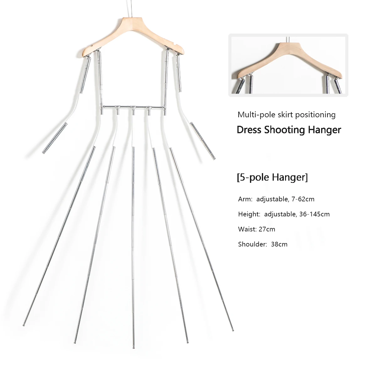 BST Metal Wooden Body Shape Clothing Display Hangers with Adjustable Fashionable Dress Form