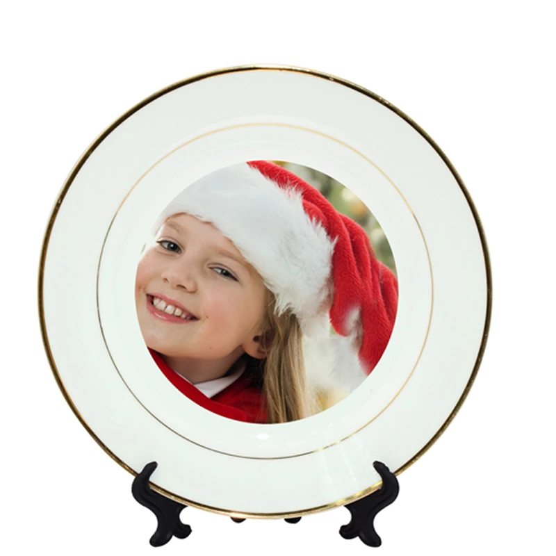 
8inch Sublimation gold edge ceramic plate white blank 