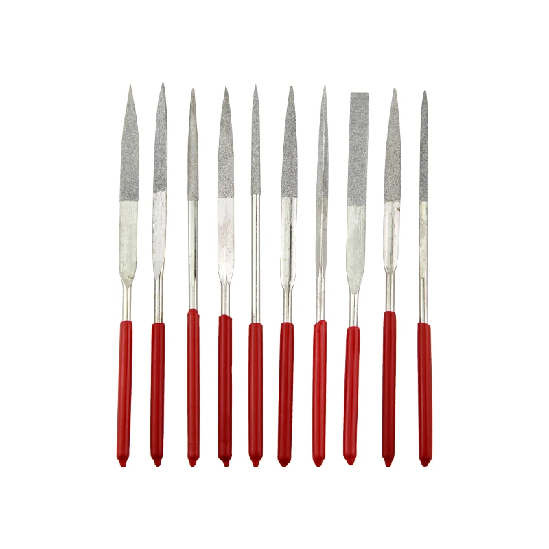 Diamond File Set DIY Mini Polishing Rotary Flat Tools Small Assorted Edge Trimming Half Gold Steel Filing Metal Alloy Carbide