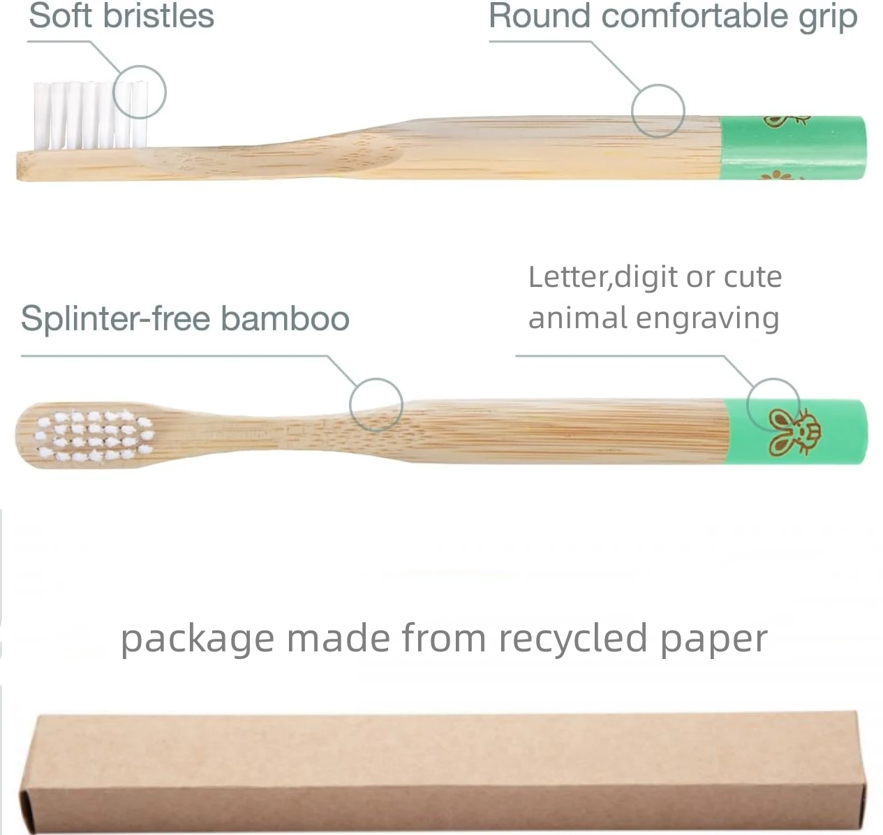 Bamboo Toothbrushes With Colorful Soft Bristles And Biodegradable Wooden Handle Toothbrush For Oral Care
