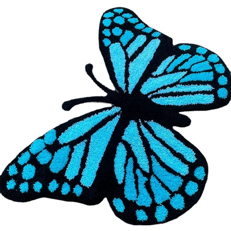Pattern Tufted Area Rug Fluffy Floor Living Room Carpets Rugs Custom Colorful Butterfly Polyester Modern Rectangle Washable