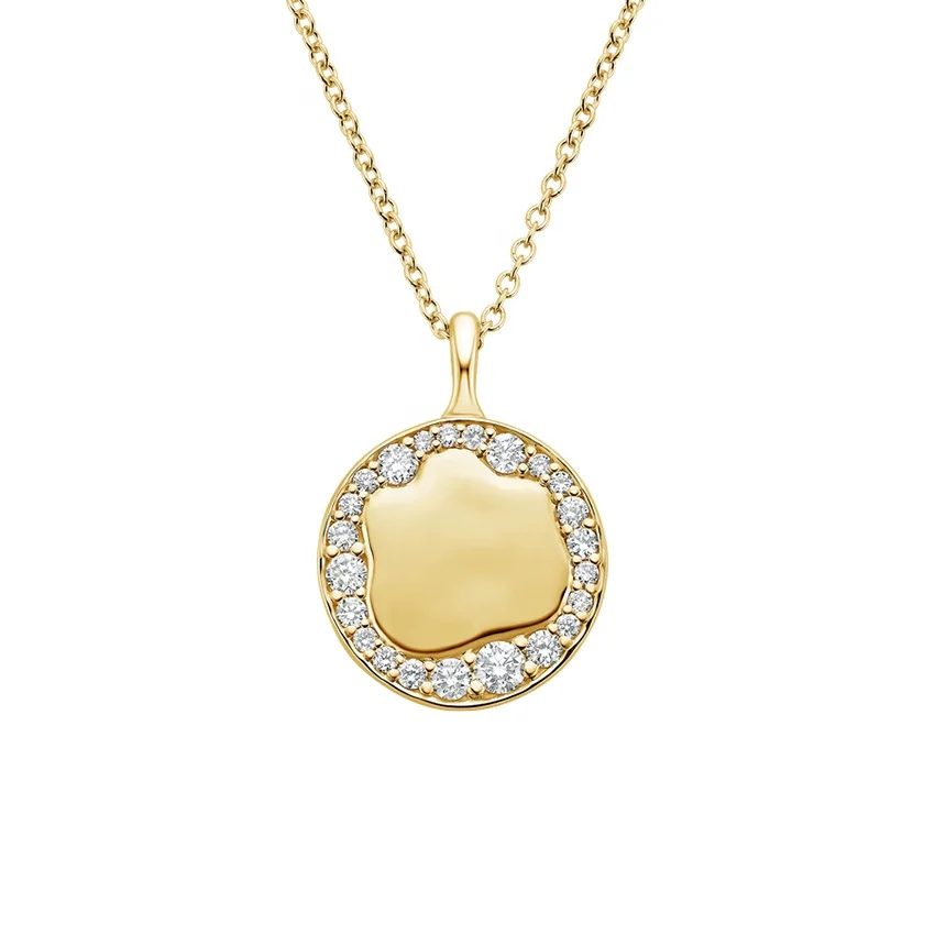 Gemnel 925 sterling silver custom name 18k gold plated diamond coin pendant necklace