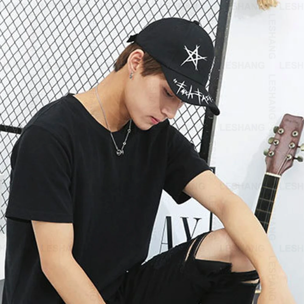 New Black and White Graffiti Baseball Caps Color-Blocking Custom Printing Logo Cotton 6Panel Curved Brim HIP HOP Sports Hats